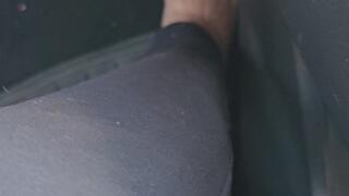 Gigi driving barefoot and pushing it a bit