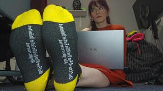 Step mom finds your search history, you've been looking for pics of her feet on her social media She makes you stroke your cock to her socked feet while showing you pictures of her bare soles