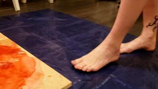 Karina Stuck Barefoot in Six Layer Deep Glue Trap