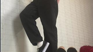 Hard trample in My Vans sneakers on tied and blinded human rug