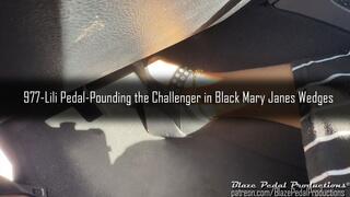 977-Lili Pedal-Pounding the Challenger in Black Mary Janes Wedges