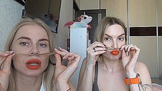 Sniffing their red lips! MP4