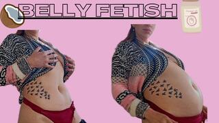 Belly Fetish Oil play
