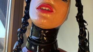 Pumping up RubberMissy in her latex casuit and mask is playing with her inflatable rubbergag and stuffing her mouth