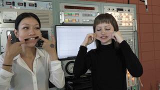 Mia and Raven Stretch Out Their Faces and Test Their Blowing Pressure (MP4 - 720p)