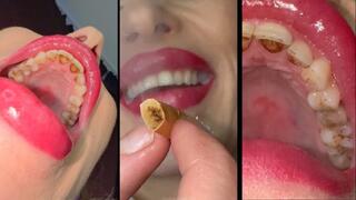 Smoking marlboro 100 close up with mouth Tour