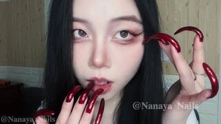#16 - Licking my Red Long Natural Nails(10mins)