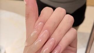 #217 - Long natural nails show in mirror