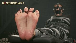 Pandora Gagged and Tightly Wrapped - Mummified Bundle with Sweaty Bare Feet Tickling (UHD 4K MP4)