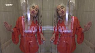 SILLY GIRL GOT STUCK IN THE SHOWER CABIN - CHEAP LOSER PRICE