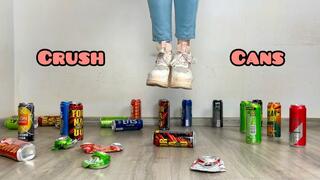 Crushed Empty Cans in Sneakers High Platform - StepMommy Destroyer, Powerful Woman in Jeans, Boot Domination 4k