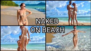 NAKED COUPLE ON PUBLIC BEACH (HD)