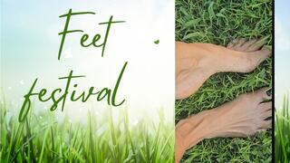 Dirty feet on the grass