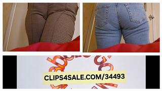 ASMR PUBLIC FITTING ROOM TRY ON OF PLAID SLACKS AND BLUE JEANS ASMR SOUNDS