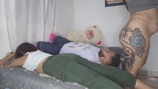 I fart in the boy's face and fart in the girl's lap big ass in the face